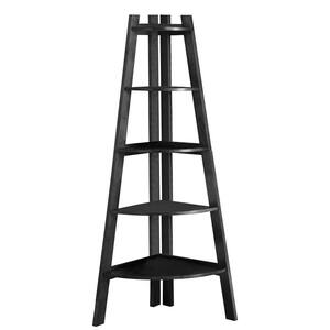 Lyss II 63 In. High Black Wood 5-Tier Ladder Corner Shelf