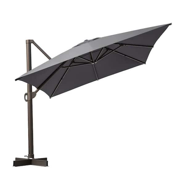 Crestlive Products 12.5 ft. x 10 ft. Rectangular Polyester 360° Rotation Cantilever Patio Umbrella in Dark Gray