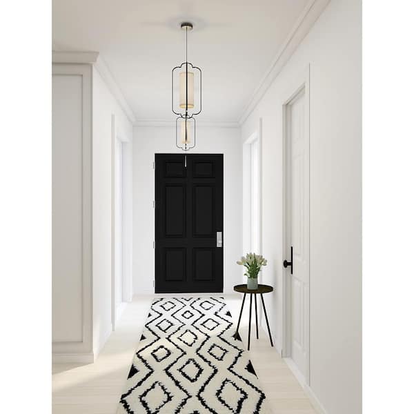 Solo Rugs Baldwin Bohemian Shaggy Moroccan Snow 2' 6 ft. x 10 ft. Hand Loomed Runner Rug