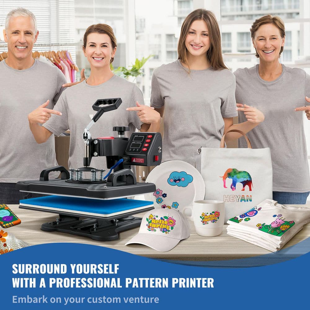 VEVOR 5-in-1 Black and Blue Vinyl Heat Press Machine