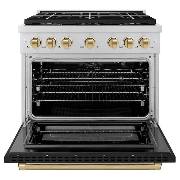 Autograph 36 in. 5.2 cu. ft. Paramount Dual Fuel Range with 6 DuoPro Burners with Black Matte Door and Champagne Bronze