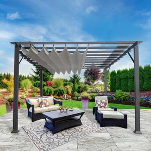 Florence 11 ft. x 11 ft. Aluminum Pergola in Gray Finish and Gray Canopy