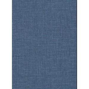 Upton Indigo Faux Linen Vinyl Strippable Roll (Covers 60.8 sq. ft.)