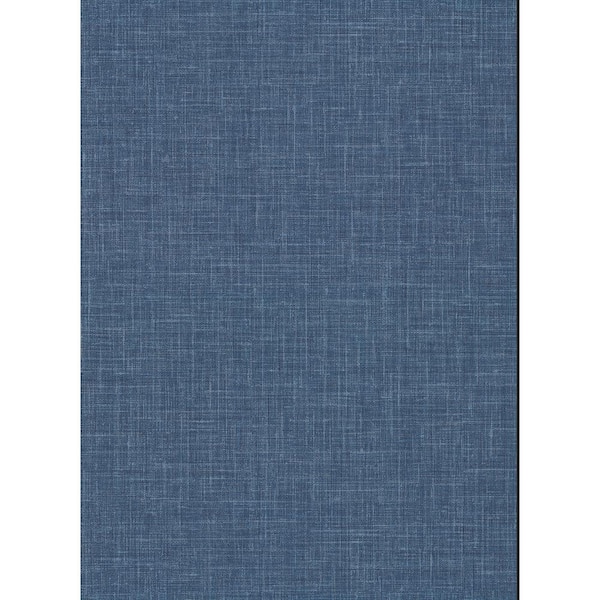 Warner Upton Indigo Faux Linen Indigo Wallpaper Sample