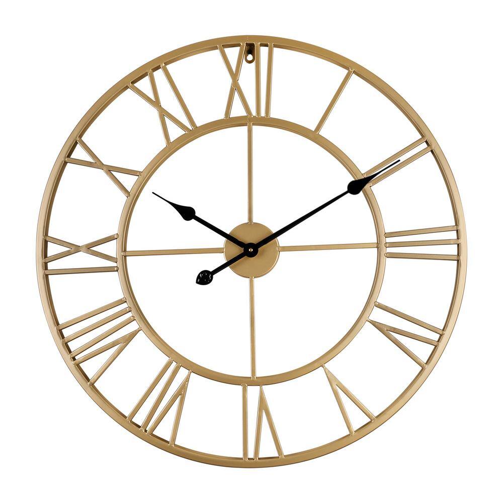 Utopia Alley 24in. Dia Roman Gold Round Wall Clock CL49GD