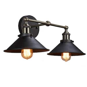 8.66 in. 2-Light Antique Bronze Modern Wall Sconce with Standard Shade