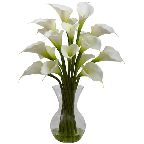 Nearly Natural Galla Calla Lily with Vase Arrangement in Cream