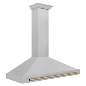 Autograph Edition 48 in. 400 CFM Ducted Wall Mount Range Hood in Fingerprint Resistant Stainless & Champagne Bronze