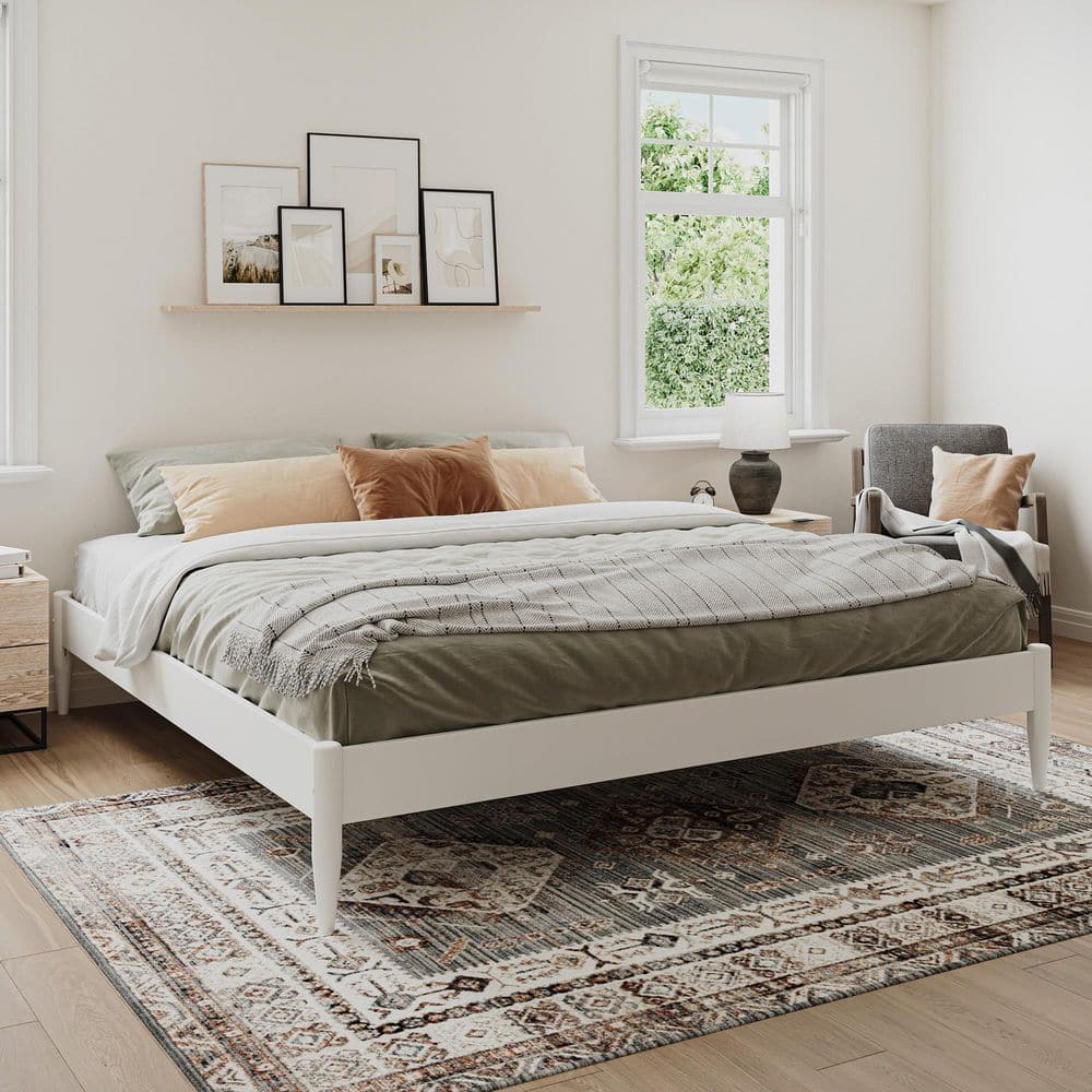 Key West Basic White Solid Wood Frame King Platform Bed price history on PriceWatchPro