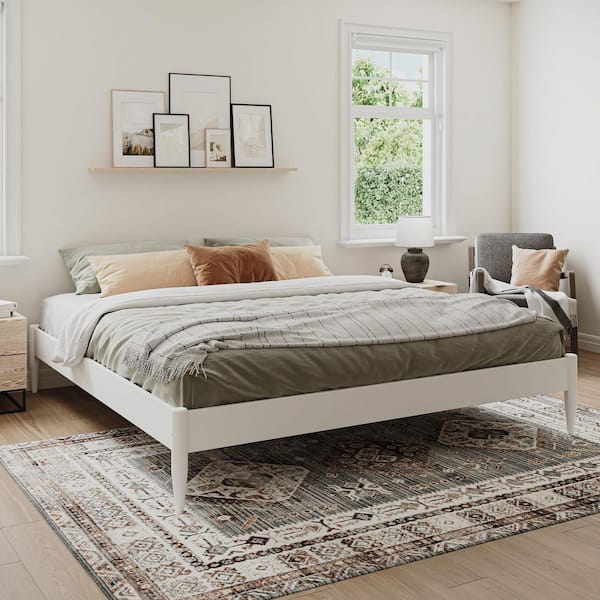 AFI Key West Basic White Solid Wood Frame King Platform Bed