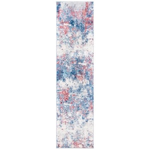 Brentwood Navy/Red 2 ft. x 8 ft. Abstract Runner Rug