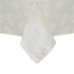 52 in. W x 70 L. Ivory Elegant Woven Leaves Jacquard Damask Tablecloth