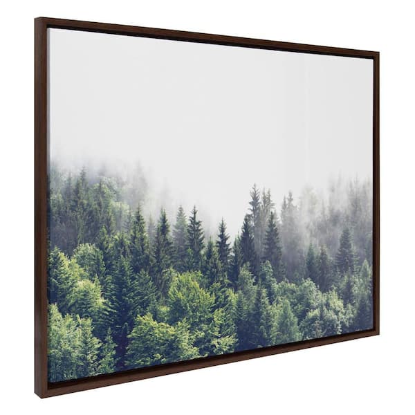 Kate and Laurel Sylvie Lush Green Forest on a Foggy Day by the Creative Bunch Studio Framed Art Print 31 in. x 42 in.