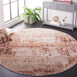 Madison Rust/Grey 7 ft. x 7 ft. Abstract Striped Round Area Rug