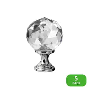 Chloe 1-1/8 in. Glass Polished Nickel Cabinet Knob (5-Pack)