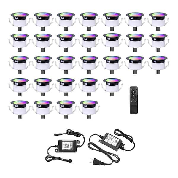 1.22 RGBW+IC LED Deck Lights Kit Multicolor Dynamic Recessed Lights WiFi Compatible with Alexa/Google 30-Pack
