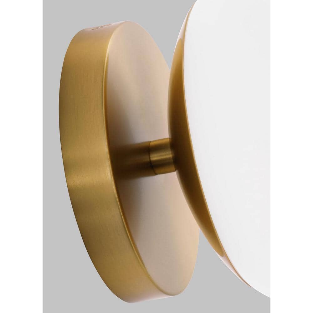 Burnished Brass Dimmable Sconce with Milk White Glass Shade