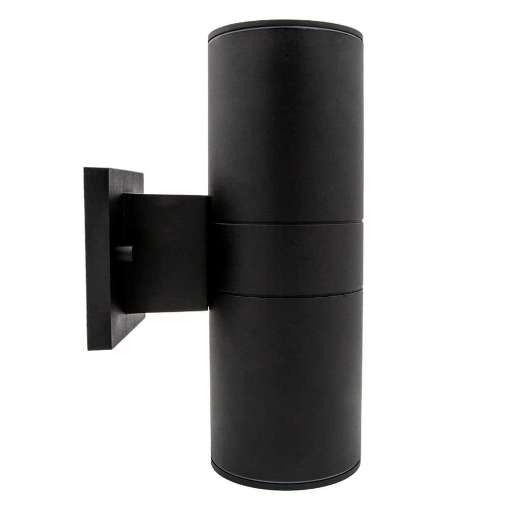 Elegant Black Aluminum LED Outdoor Wall Sconce, 24W Warm White Light