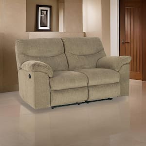 41 in. Pillow Top Arm Polyester Rectangle Loveseat Recliner Sofa in Brown