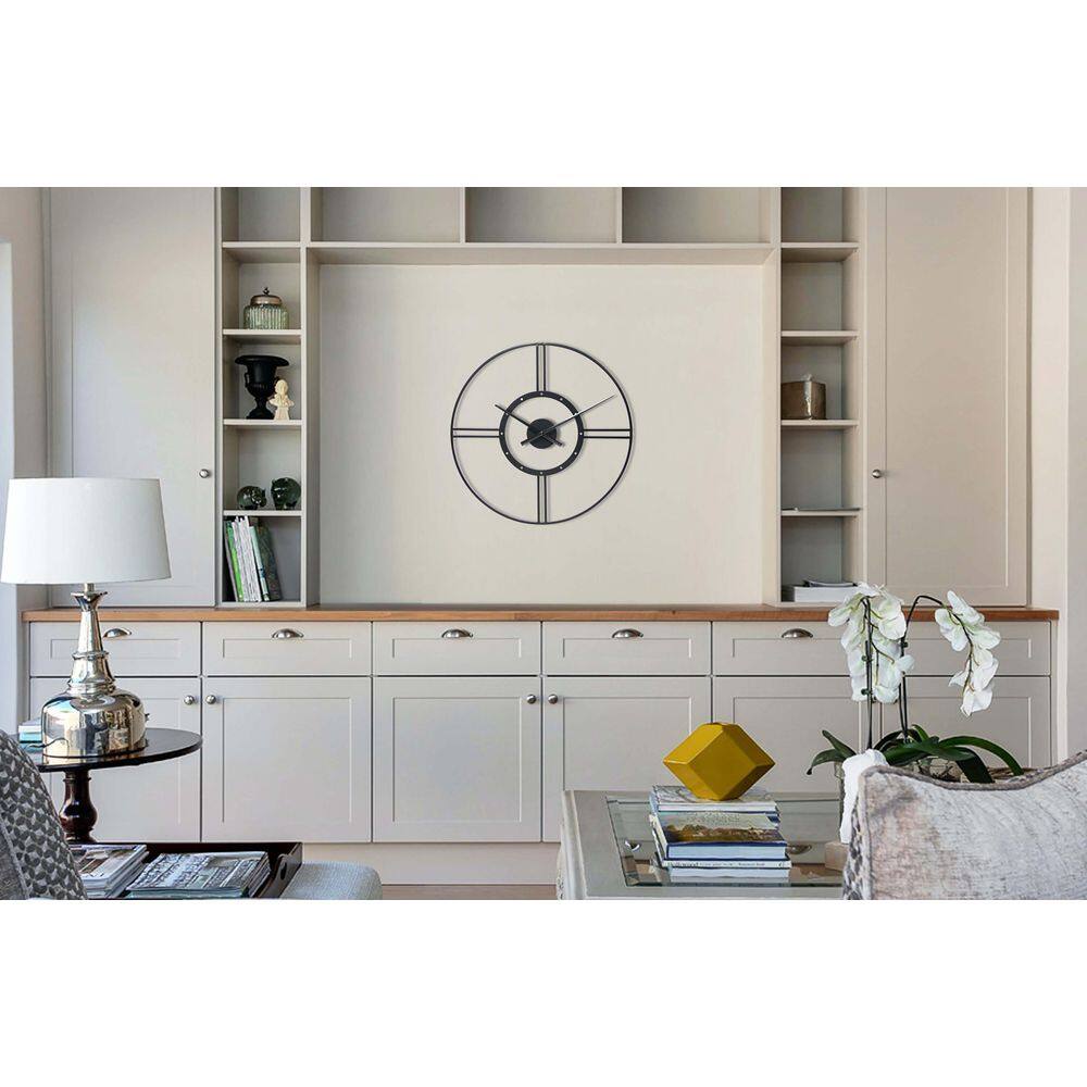 Astro 24-Inch Black Metal Modern Wall Clock