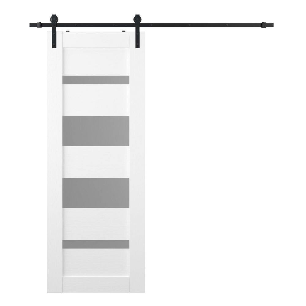 Belldinni Mirella 28 in. x 80 in. 4-Lite Frosted Glass Bianco Noble ...