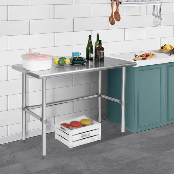 24 in. x 36 in. Stainless Steel Prep and Work Table with Backsplash and Galvanized Legs for Restaurant, Home and Hotel
