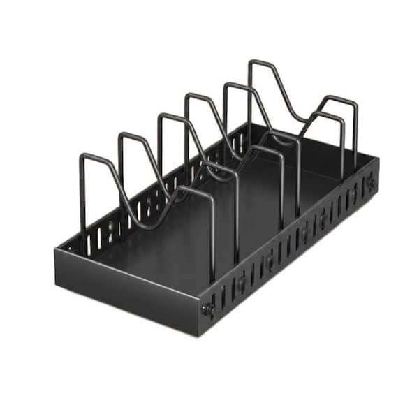 2-Pack Black Carbon Steel Standing Pull Out Pot Rack Under Cabinet with 8 Dividers, Slide Out Inside Cabinet Storage