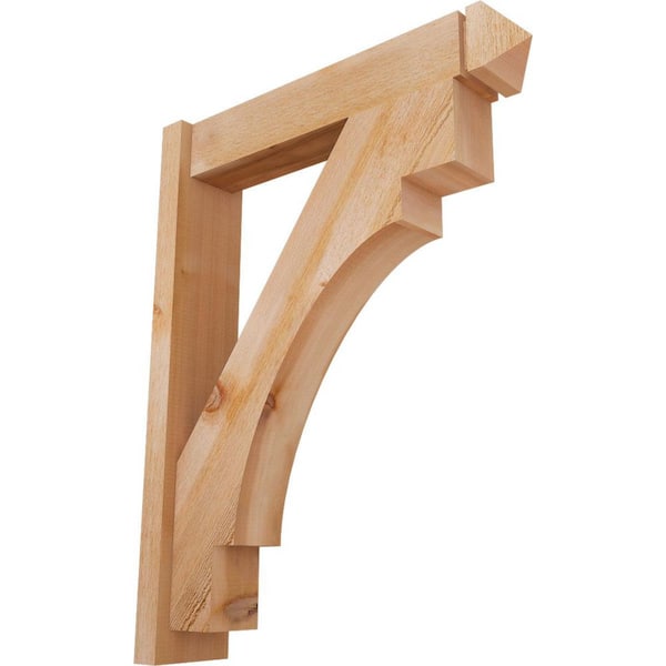 Ekena Millwork 6 in. x 36 in. x 28 in. Western Red Cedar Merced Arts and Crafts Rough Sawn Outlooker