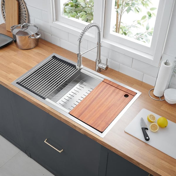 32 in. Drop-in/Undermount Single Bowl 18-Gauge Stainless Steel Classic Kitchen Sink