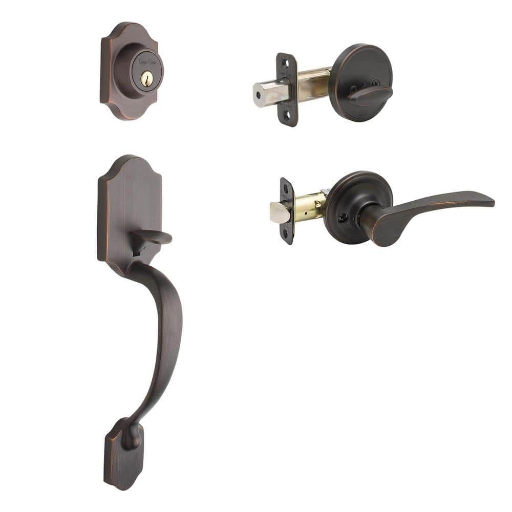 Copper Creek Soft Contemporary Tuscan Bronze Door Handleset with Left Hand Scandinavian Handle Trim