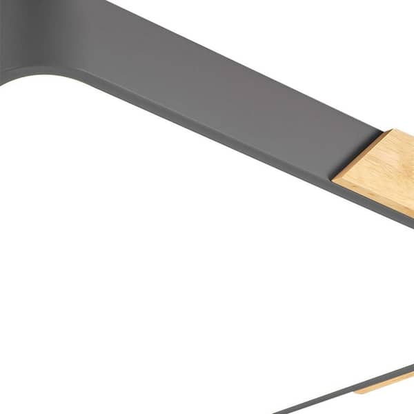 Lumin 34.6-in. W Gray and Wood Integrated LED Flush Mount Minimalist Rectangular Ceiling Light for Living Room