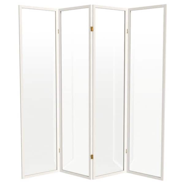 6 ft. Tall Clear Plastic Partition White 4 Panel