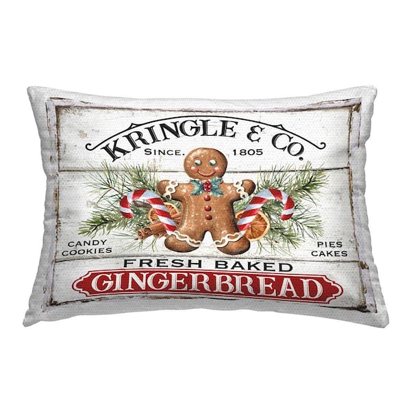 Stupell Industries Fresh Gingerbread Cookies Red Rectangular Outdoor Throw Pillow