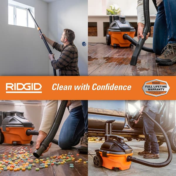 4 Gal. 5.0 Peak HP Portable Shop Vacuum Wet Dry Vac with Fine Dust Filter, 10 ft. Pro Hose, Telescoping Wand WD4070E