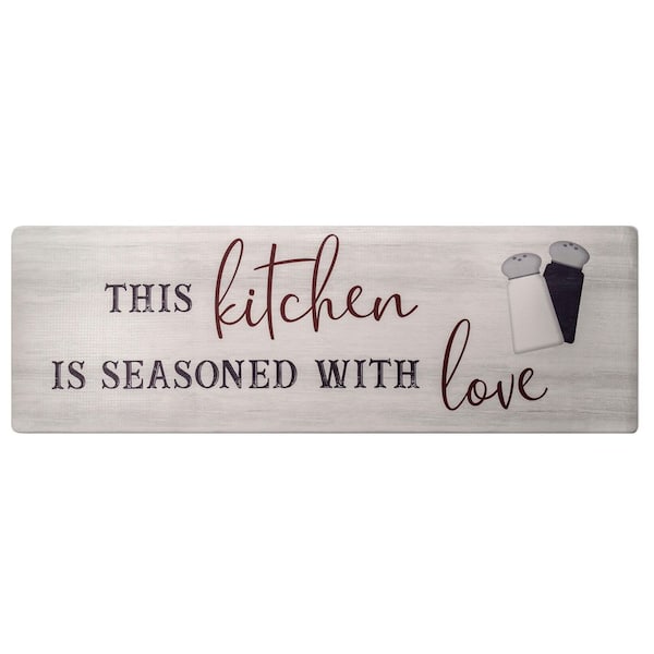 Cozy Living Seasoned with Love Grey Red 17.5 in. x 55 in. Runner Kitchen Mat