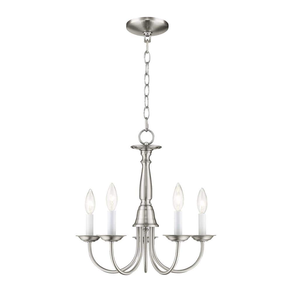 Livex Lighting Home Basics 5 Light Brushed Nickel Chandelier 6030-91 ...