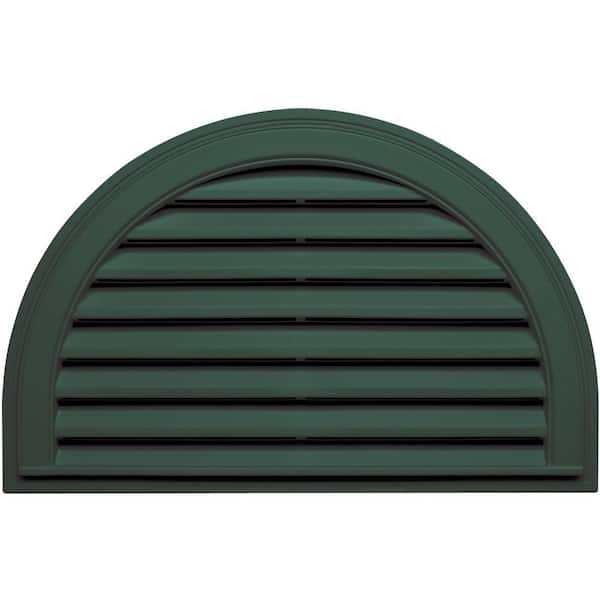 Builders Edge 34.1875 in. x 22.128 in. Half Round Green Plastic Built-in Screen Gable Louver Vent