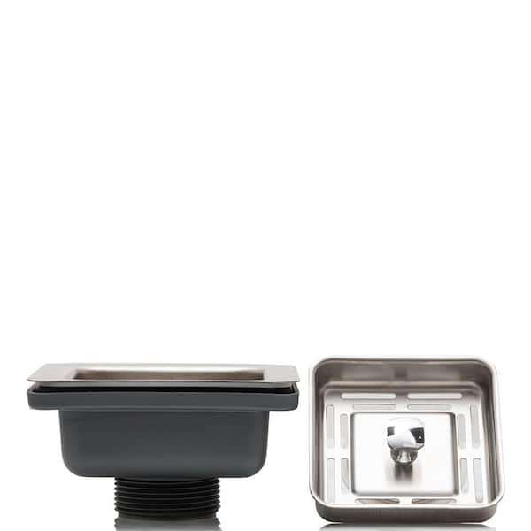 S STRICTLY KITCHEN + BATH Stainless Steel Square Strainer Drain