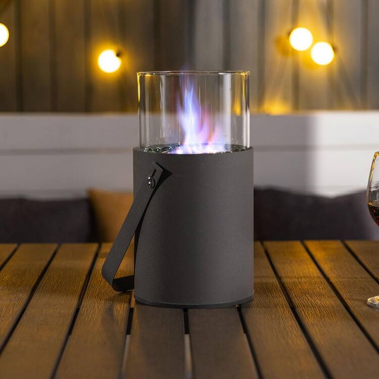 Mondawe Gray Round Steel Outdoor Portable Ethanol Fire Pit