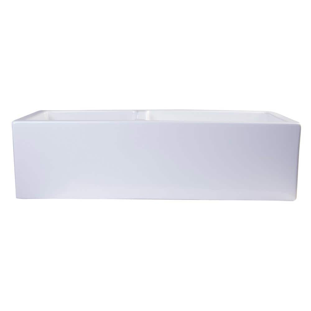 36'' White Fireclay Double Bowl Farmhouse Kitchen Sink