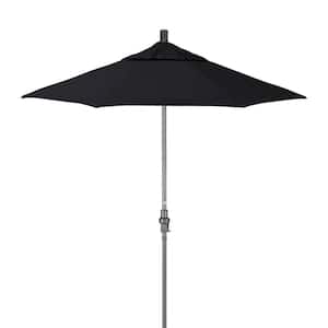 7.5 ft. Grey Aluminum Market Patio Umbrella with Fiberglass Ribs Crank and Collar Tilt in Black Pacifica Premium