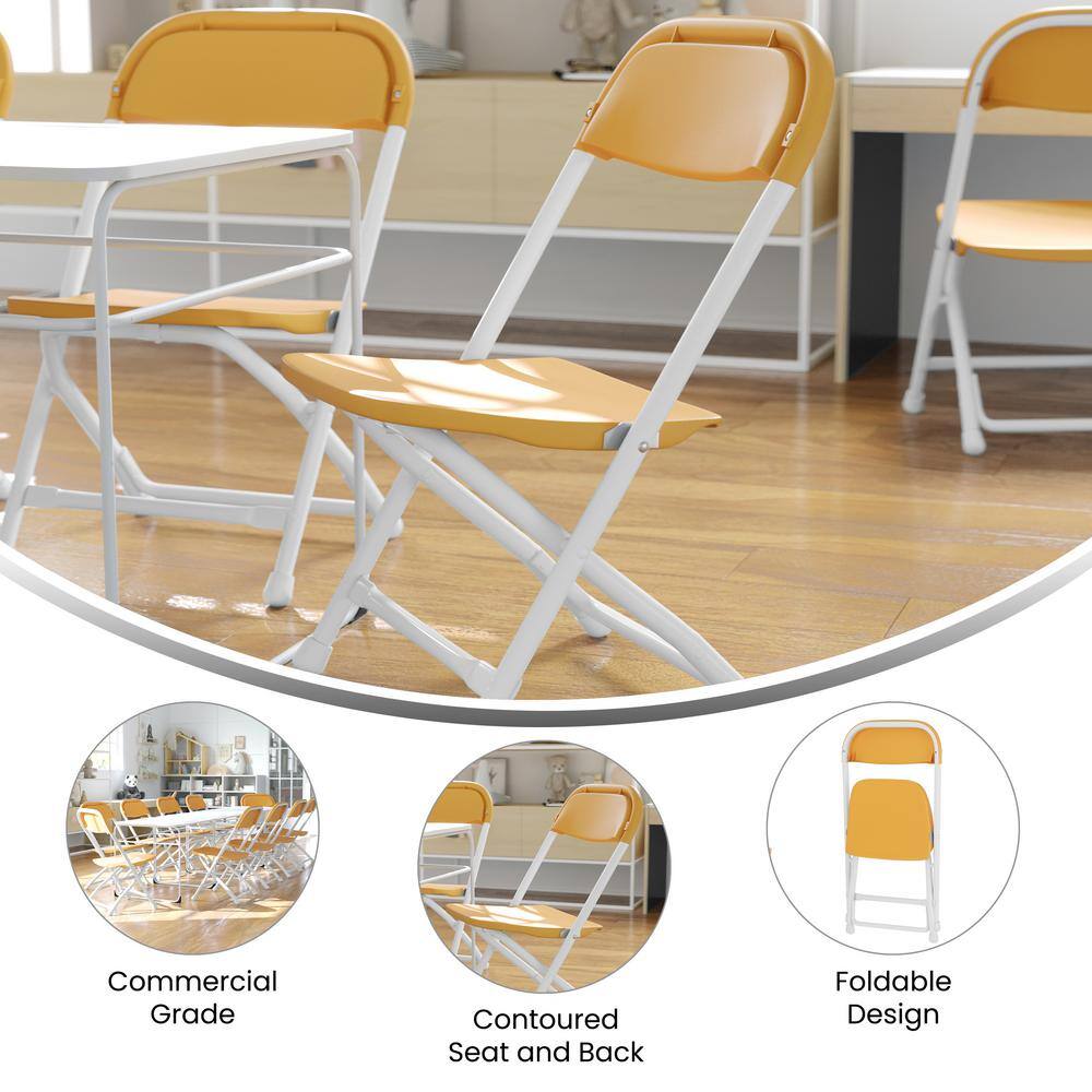 Kids Yellow Plastic and Metal Folding Chair