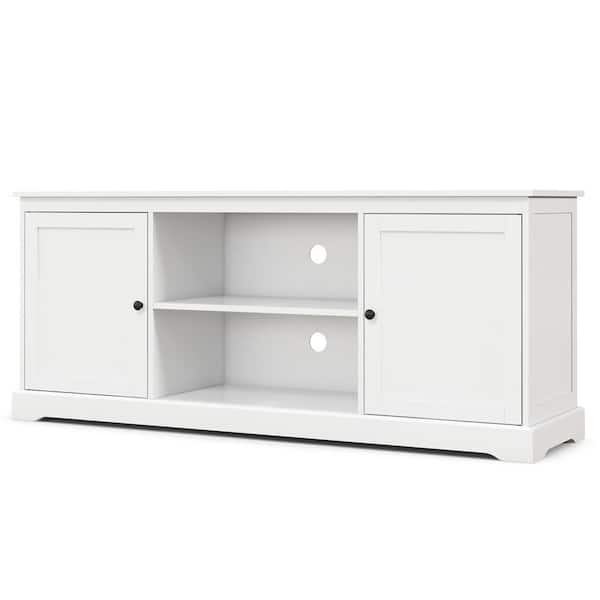 Gymax TV Stand Media Console Table with 2-Cabinets and Adjustable Shelves for TVs up to 65 in. White