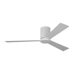 Rozzen 52 in. Modern Hugger Matte White Ceiling Fan with White Blades, DC Motor and Remote Control
