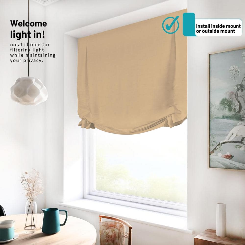 Khaki Cordless Fabric Roman Shades 35"W x 64"H