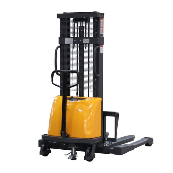 3300 lbs. Straddle Stacker Semi Electric Stacker 118 in. Lift Electric Pallet Stacker with Adjustable Forks and Legs