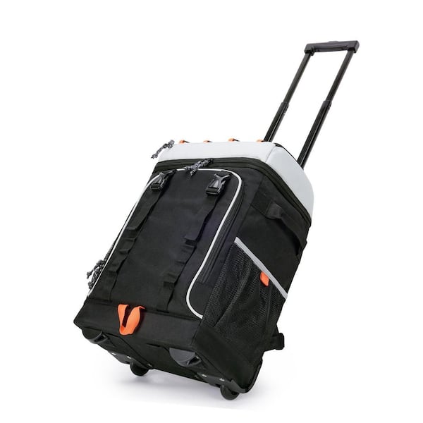 31.7 qt. 50-Can Rolling Backpack, Double Deck and Dual-Bar Handle Travel Soft-side Cooler Bag with Wheels