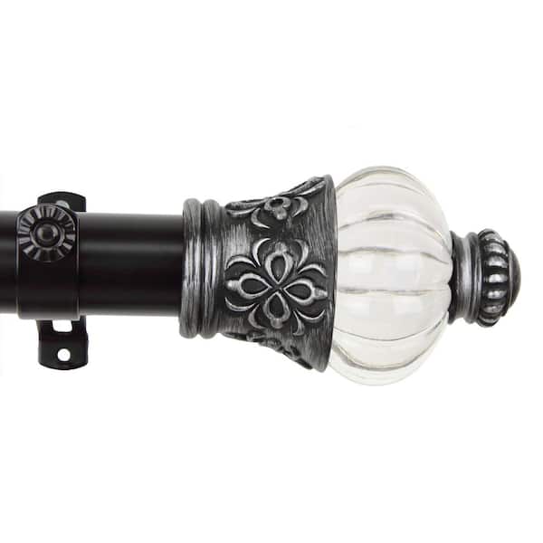 Rod Desyne Royal 28 in. - 48 in. Curtain 1.5 in. Dia Single Rod in Black