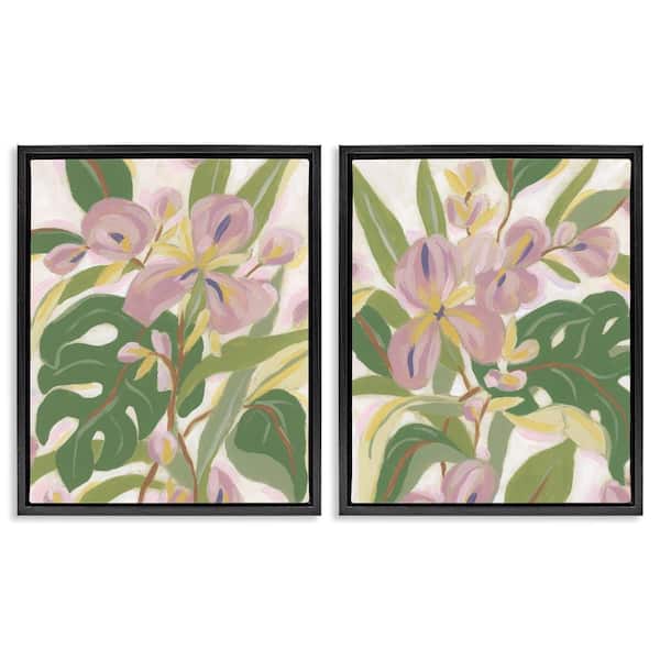 Stupell Industries Tropical Irises Abstraction by June Erica Vess 2-Pieces Black Floater Frame Nature Graphic Art Print 31 in. x 25 in.