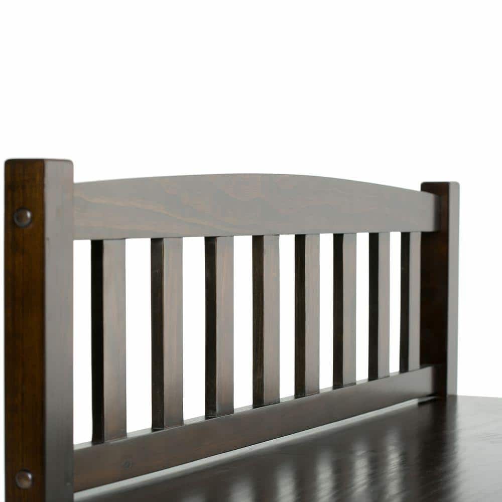 Mahogany Brown Solid Wood Entryway Storage Bench with Drawers